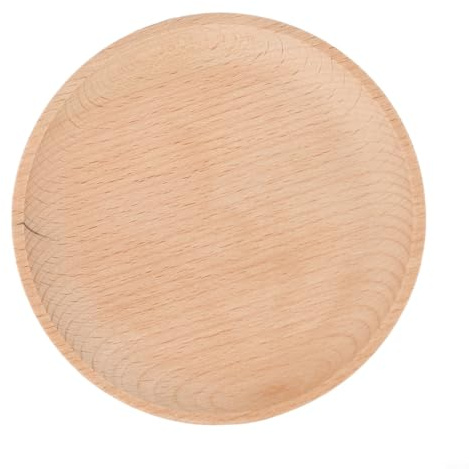 Honseadek Assiette à dessert en bois massif brut pour fruits secs ronds et thé naturel fait à la main (12 x 12 cm)