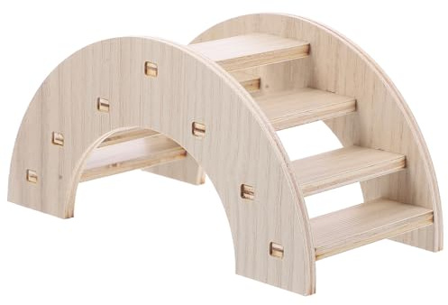 DOITOOL Escalera y Puente de Madera Natural para Hámsteres y Chinchillas, Juguete de Escalada Seguro y Multifunción para Jaulas de Roedores Pequeños, Accesorio para Morder y Trepar