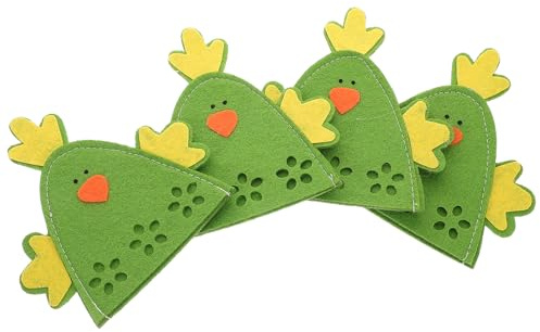 Healifty 4 Pezzi Sacchetti Riutilizzabili per Uova di Pasqua, Copriuovo Decorativo a Forma di Pulcino Verde, Contenitori per Decorazioni da Tavola Primaverili e Feste Pasquali