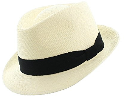 votrechapeau – Panama – Cappello Trilby – Bordo sottile bianco 54 cm