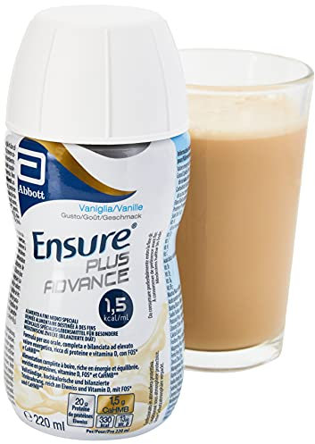 Ensure Plus Advance Supplemento Nutrizionale Ipercalorico ed Iperproteico |Formato bevanda| Alimento a fini medici speciali iperproteico| Confezione 4x220ml Gusto Vaniglia
