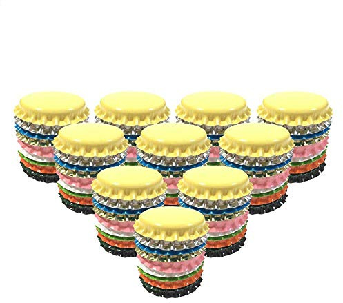 HAWORTHS 100 PCS Crown Bottle CaPs Decorative Bottle Cap Double Sideds Printed Craft Bottle Stickers for Hair Bows, DIY Pendants or Craft ScraPbooks Mixed Colors(10colors)…