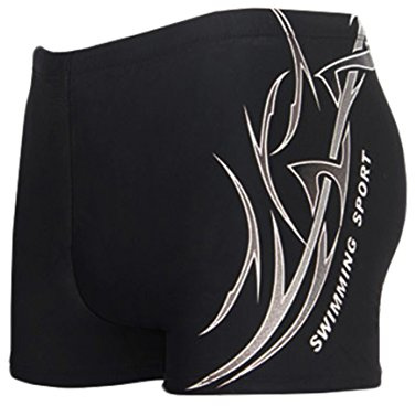 HHD® Maillot de bain, Slip de Bain pour homme en bonne élasticité de materiau high-tech Broderie Trunks Boxers Slip Short de bain avec avant Tie pour Plage/Sport/Natation/Plongée (XL, Noir)