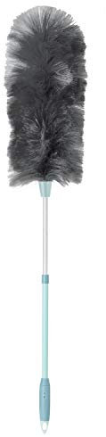 Vigar - Plumero - Limpia Muebles Altos y Repisas - 14 x 14 x 98 cm - Modelo Static - Cepillo Atrapa Polvo - Multiusos - Mango Telescópico - Gris y Azul