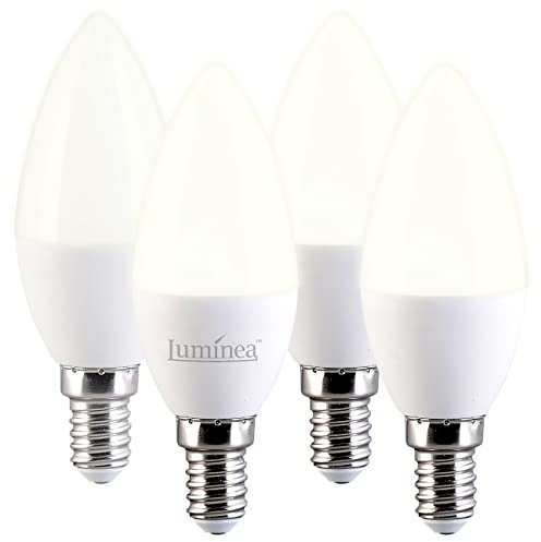 Luminea Lampe E14: 4er-Set LED-Kerzen E14, C37, 3 W (ersetzt 30 W), 240 lm, warmweiß (LED-Leuchtmittel Kerzen, Leuchtmittel LED Kerzenform, Deckenleuchte)