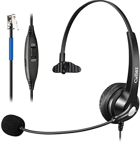 Cuffie Telefono Fisso RJ9 con Microfono a Cancellazione del Rumore, Auricolare Mono per Cisco 7821 7975G 7861 7941G 8845 8851 6851 Call Center Ufficio Telefoni IP, Plantronics M12 M22 Amplificatore