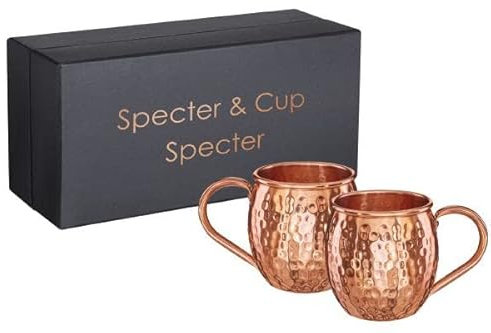 Specter Kupferbecher Moscow Mule 2er Set 500ml, 100% reines Kupfer, Cocktailbecher