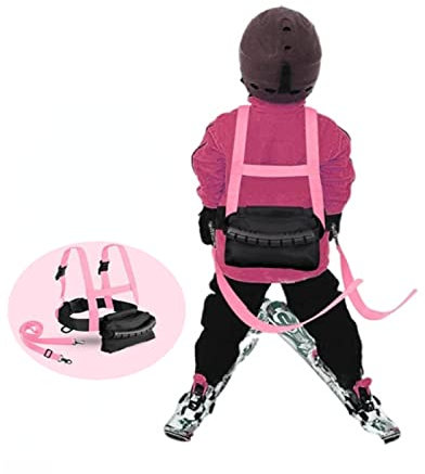 LENIAR Kids Ski Snowboard Harness Trainer, Children Beginner Skate Aid Harness with Detachable Backpack and Adjustable Strap, Polyester One Size (Pink)