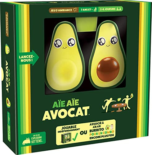 Asmodee Exploding Kittens Aie Aie Aie Avocado – Gesellschaftsspiele – Kartenspiele – Spiel für Kinder ab 7 Jahren – 2 bis 6 Spieler – französische Version