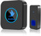 Nestling Sonnette sans Fil Exterieur Etanche,300M Sonnette de Porte IP55 Étanche Kit de Carillon Electronique, 55 Mélodies au 5 Niveaux Volumes, LED Bleu pour Maison Bureau Hôtel Urgence, Noir