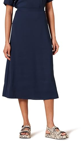 Amazon Essentials Falda Midi Georgette sin Forro Mujer, Azul Marino, 42