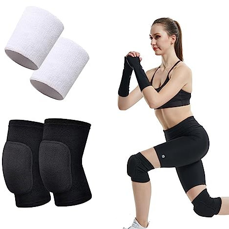 Kniebandage Männer Damen Volleyball Knieschoner Sport Kniebandagen Knieschoner Tanzen Knieschützer Schweißbänder Handgelenk Knee Wraps mit Verdickten Pad Guard für Tanzen,Basketball,Tennis,MTB
