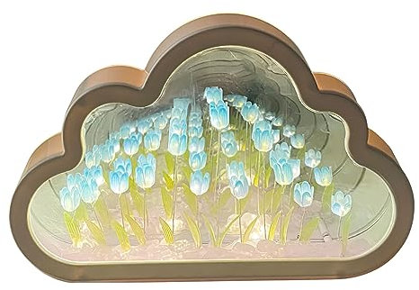 ZJRung DIY Lampara de Tulipanes Lampara de Tulipanes Luz Nocturna con Espejo de Tulipán de Nube para Dormitorio para Gatos para Regalo de cumpleaños de Navidad