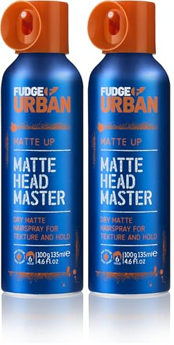 Fudge Urban Texturising Hair Spray for Men - Matte Headmaster Hairspray, Medium Hold, Adds Texture and Matte Finish - 135 ml (Pack of 2)