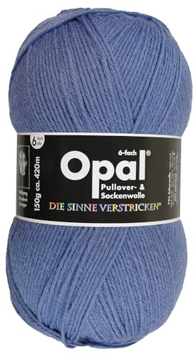 Frida's Wollhaus Opal 150 g Uni 6-fach Sockenwolle Strümpfe Stricken Einfarbig 9 Farben (5307 | Jeansblau)