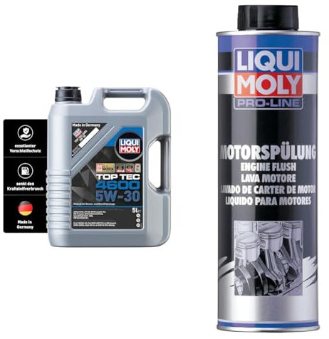 LIQUI MOLY Top Tec 4600 5W-30 | 5 L | Synthesetechnologie Motoröl | Art.-Nr.: 3756 & Pro-Line Motorspülung | 500 ml | Öladditiv | Art.-Nr.: 2427