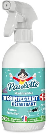 Paulette - Désinfectant Détartrant Ménager - Multi-Surfaces - 99,9% Naturel, Certifié Ecocert - Fabriqué en France - Parfum Lavande - Spray 500 ml