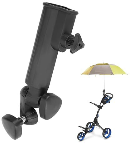 Qinsky Golf Umbrella Holder,Golf Push Cart Umbrella Holder Adjustable Trolley Cart Umbrella Holder Plastic Golf Push Trolley Umbrella Holder Black for Golf Push Cart Handles Bicycle Stroller