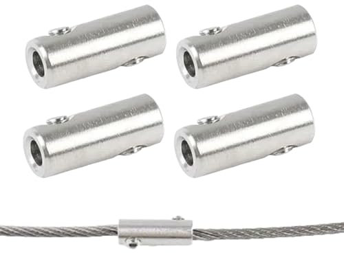 3mm Stainless Steel Wire Rope Clips, 4-Pack with Thimble, Cable Clamp & End Screw Stopper