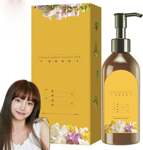 Plant Single Dose Floral Fragrance Dye, Long Lasting Natural Hair Dye Shampoo, Natural Plant Hair Dye, Plant Based Hair Dye Shampoo for All Hair Types (Chestnut Brown, 300ml)