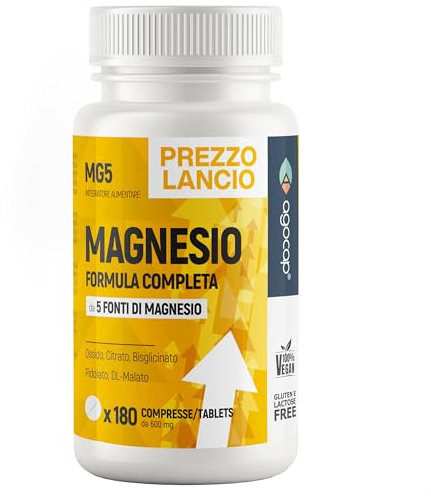 Magnesium Komplex, 180 Tabletten - 400 mg elementares Magnesium PREMIUM, 5 hochwertige Formen: Bisglycinat, Magnesiumcitrat, Malat & Oxid. Magnesiu - Optimale Bioverfügbarkeit