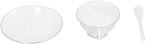 Coppa di caffè in porcellana da 4 pezzi High Bone Cina con cucchiai a microonde sicuri, design artistico latte, sorpresa per il mal di lavorazione a casa ideale