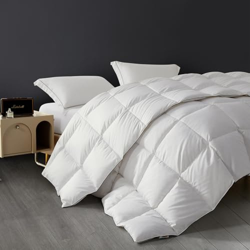 SAPHREAS Goose Down & Feathers Duvet Super King Size, All Season Duvet Insert Super King, Luxury Lightweight Bedding Quilts with 8 Corner Loops, White 260x220cm