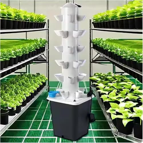 RRrawgff Coltivazione idroponica da Giardino, 30 baccelli, Torre idroponica, Kit di Coltivazione aeroponica, Sistema di piantagione acquaponica con Pompa di idratazione, Adattatore, vasi a