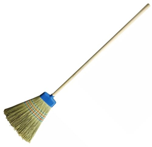 pokm toolsmarket - Straßenbesen mit Holzstiel + Gummiverstärkung & 5-facher Naht verstärkt, Hexenbesen Strohbesen Reisstrohbesen Reisstroh Besen Reisbesen Besen mit Stiel