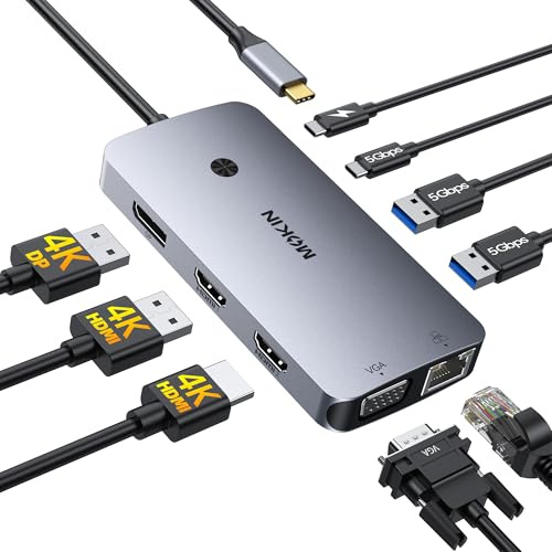 MOKiN Docking Station USB C, 9 in 1 Triple Display Dock für 2 Monitore