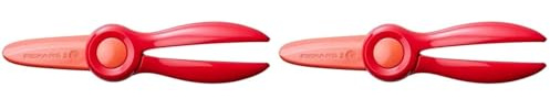 Fiskars Ciseaux pour Enfants, A partir de 2 ans, Pour apprendre à couper, Longueur : 13 cm, Lames et poignées en plastique, Rouge, Starter, 1064065 (Lot de 2)