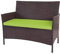 Mendler Poly-Rattan Gartenbank Halden, Sitzbank Bank - braun-meliert, Kissen grün