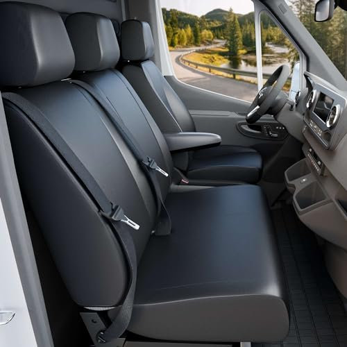 WALSER Passform Auto-Sitzbezug, Transporter-Schonbezug Kunstleder kompatibel mit Renault Kangoo (Typ W), 2 Einzelsitzbezug vorne