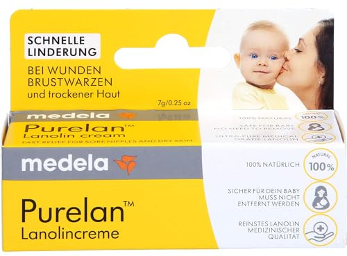 Medela Purelan Brustwarzensalbe aus 100% Lanolin, 7 g Ungüento