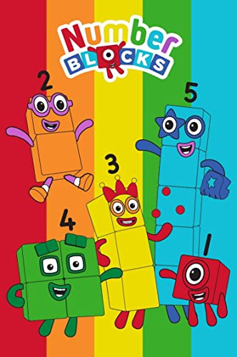 Numberblocks Fleece Blanket - Rainbow Numbers Design - Bed Throw Super Soft Blanket - 100 x 150cm