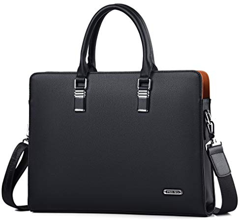 FSD.WG Borsa da Lavoro da Uomo,Cartella in Pelle Impermeabile,Borsa da Lavoro a Tracolla per Laptop per Affari,Scuola,Viaggi,Staccabile