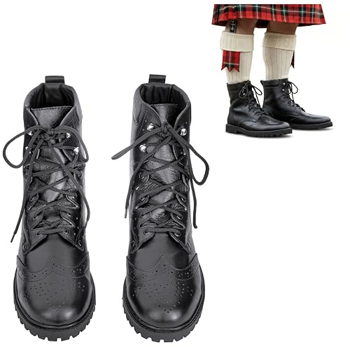 Chaussures en Cuir Ghillie Brogues à Lacets Longs, Style Oxford, inspirées du Kilt écossais, pour Mariage et Tenue Originale des Highlands (Pointure UK 6 / EU 40)