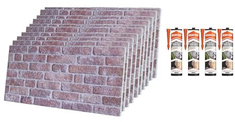 IZODEKOR Styropor 3D Wandpaneele Bausatz - Wandverkleidung mit Klebstoff Abdichten | Steinbrücke (10 x Stück Paneele & 4 x Klebstoff Abdichten enthalten)