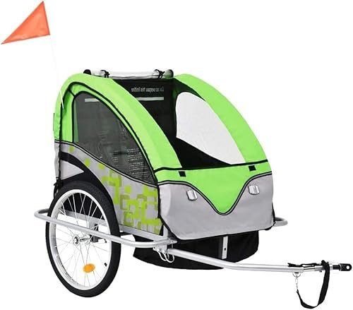 HACSYP Bike Child Carrier Trailers, Kids Bicycle Trailer Lightweight Construction 2 in 1 Sturdy Steel Frame, 40kg Load Capacity with Two Inner Pockets