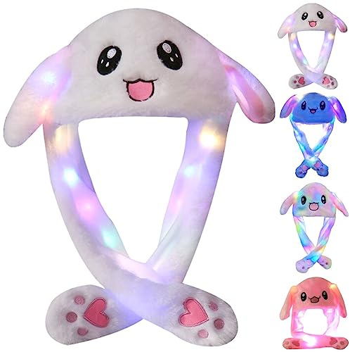 Arcimatto Animal Hat Plush Bunny Dress Up Cosplay Party Christmas Holiday Rabbit Cap for Kids Adults (White Rabbit)