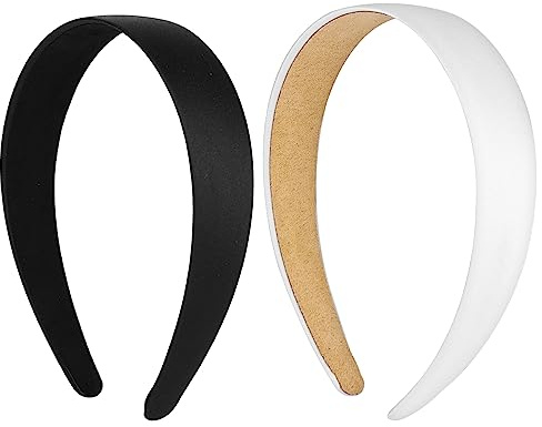 WLLHYF 2 Pieces Satin Headbands 1 Inch Wide Hard Head Band Fashion Solid Headband Anti-slip Plain Hair Bands Diy Hair Accessories for Women Girls Halloween Christmas Valentine's Day