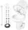 MuRealy Verbesserte Wohnmobil-Toilette – Emaille-Pedalspülung mit Flansch T-Typ-Wasserauslässen, eine Spülung, 12,7 l Schwerkraftspülung Toilette (2024 neu), mit dämpfendem Toilettensitz und Abdeckung