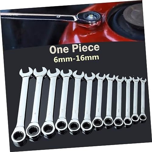 ORFOFE Offset Ringmaulschlüssel Handwerkzeug-Set Miniatur-Kit Ratschenschlüssel Zahnradschlüssel Ratsche Weichkopfschlüssel Set Power Dead Wrench Silber zum Drehen metrischer Schraubenschlüssel-Sets