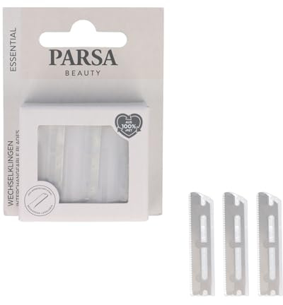 PARSA Beauty Wechselklinge für Augenbrauen Trimmer – 3 Stück – Scharfe Rasierklingen aus Japanischem Stahl – Aus 100% rPET – langlebige Klingen für Augenbrauenrasierer Trimmer