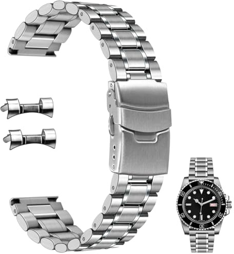 Juntan Bracelet de montre en acier inoxydable de 20 mm et 22 mm, extrémité incurvée, extrémité droite, pour homme et femme, bracelet de montre en métal à libération rapide, bracelet de rechange double