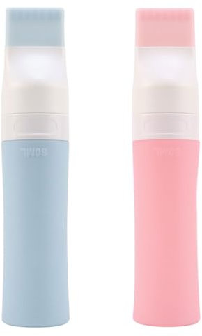 Bzzerumy Haaröl Applikator Set, 2 Stück 80ml Silikonflaschen mit Mehreren Öffnungen, Perfekt für Haarfärben und Kopfhautpflege, Pink und Blau