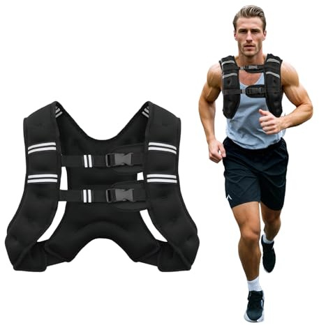 Poudee Weighted Vest, 20LB Weight Vest for Men Women, Body Weight Vests Adjustable with Reflective Stripe for Strength Training, Running, Training Workout, Jogging, Walking - 20LB