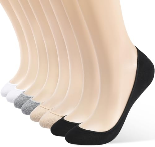 AHOVIT 12Pairs No Show Socks Womens Flats Ultra Low Cut Invisible Non Slip