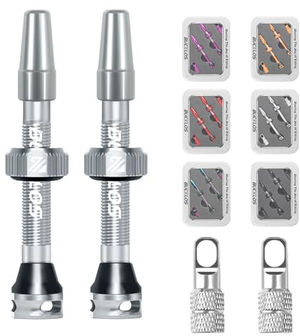 AEYINO Presta Tubeless Valve Stem Durable Aluminum 40/44/55/60/80/100mm | Kit with Valve Core Removal Tool for MTB / Road Mountain Gravel Bikes & Carbon Rims Black, Red, Blue, Orange, Purple, Silver