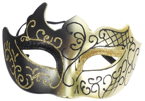 CONGARTENO Masque Vénitien Demi Visage Femme pour Carnaval et Cosplay Décoratif Noir et Or Accessoire de Fête et Photographie